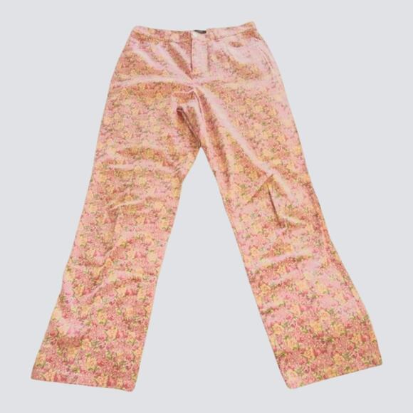 RALPH lauren Spring Pink And Yellow floral straight leg pants Size 10 - Picture 1 of 7